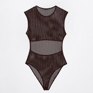 Zara Open Back Perforated Bodysuit